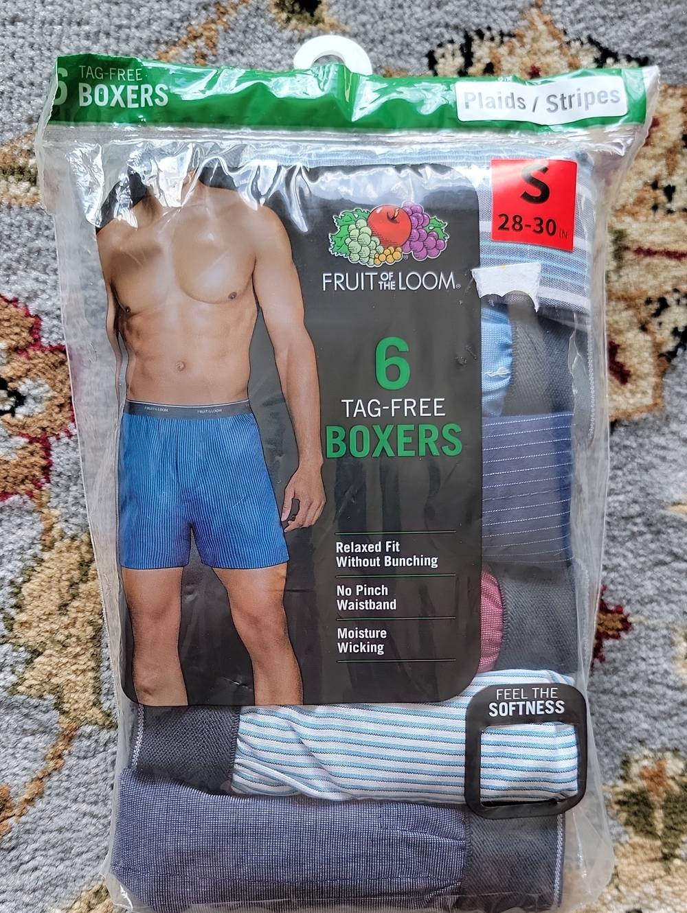 Fruit of the Loom Men's Blue, Gray & Light Blue Tag-Free Boxer Briefs - 6 Pack